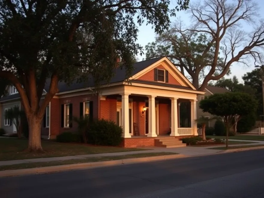 Brick bungalow with a deep front porch, typical of Winston-Salem's pre-war neighbourhoods